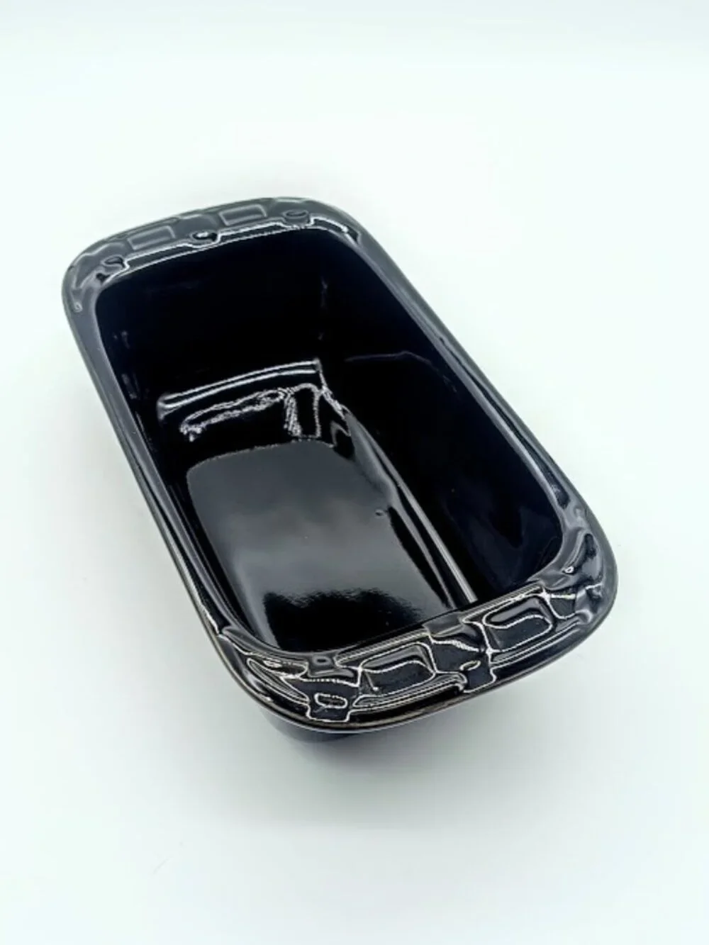 Longaberger Black Woven Traditions Ceramic Mini Loaf Pan